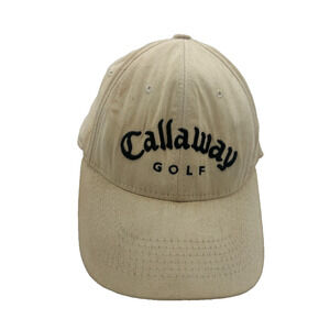 Vintage Callaway Golf Beige Strapback Hat Vintage Logo Cap Adjustable Adult